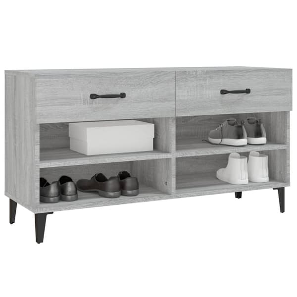 Skoställ grå sonoma 102x35x55 cm konstruerat trä