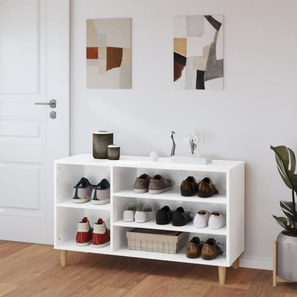 Skoskåp vit högglans 102x36x60 cm konstruerat trä