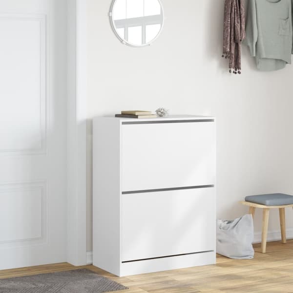 Skoskåp med 2 flip-lådor vit 80x42x108 cm