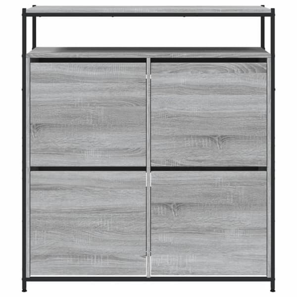 skoskab med 4 vippeskuffer 100x34x112 cm grå sonoma-eg