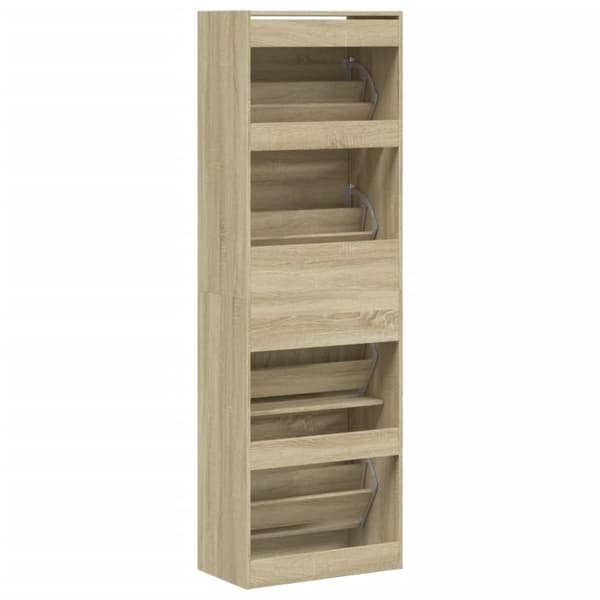 skoskab med 4 vippeskuffer 60x34x187,5 cm sonoma-eg