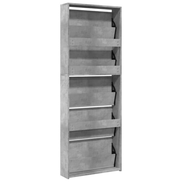 skoskab med spejl og 5 hylder 63x17x169,5 cm betongrå