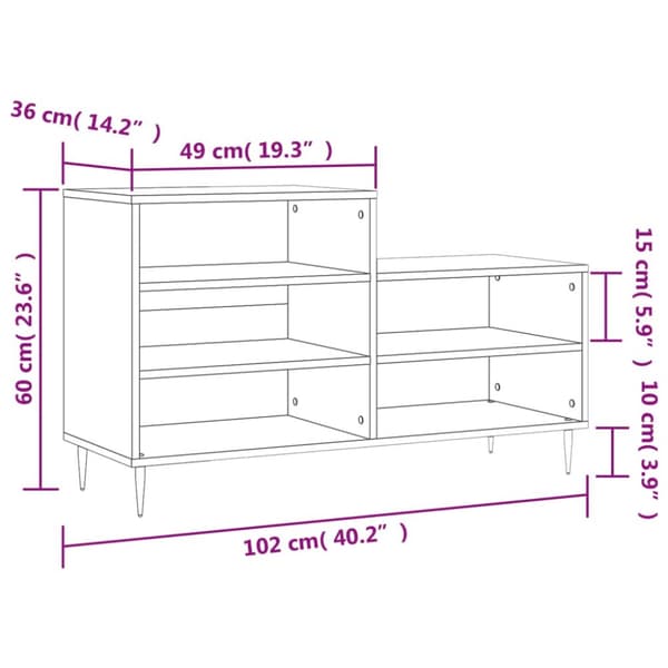 Skohylla sonoma-ek 102x36x60 cm konstruerat trä