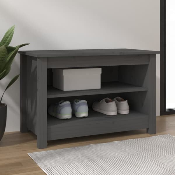 Skobänk grå 70x38x45,5 cm massiv furu