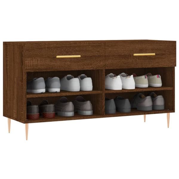 Skobänk brun ek 102x35x55 cm konstruerat trä