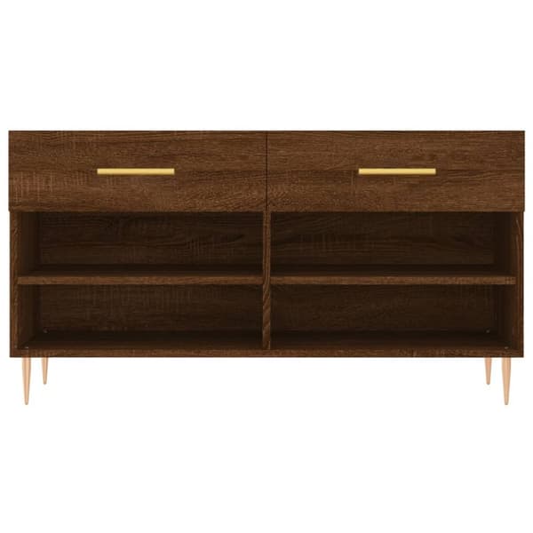 Skobänk brun ek 102x35x55 cm konstruerat trä