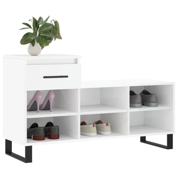 skoreol 102x36x60 cm konstrueret træ hvid højglans