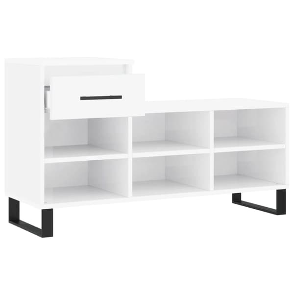 skoreol 102x36x60 cm konstrueret træ hvid højglans