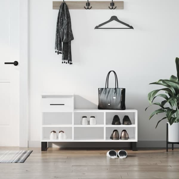 skoreol 102x36x60 cm konstrueret træ hvid højglans