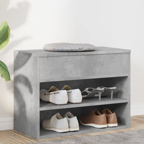 skobænk 60x30x45 cm konstrueret træ betongrå