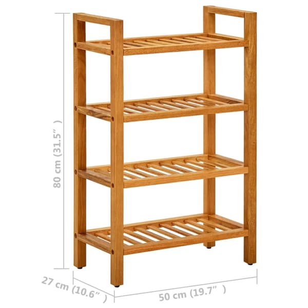 Skohylla med 4 hyllor 50x27x80 cm massiv ek