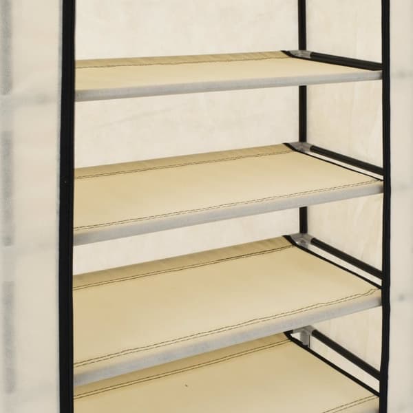 skoskab med overtræk 58x28x106 cm stof cremefarvet