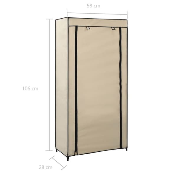 skoskab med overtræk 58x28x106 cm stof cremefarvet