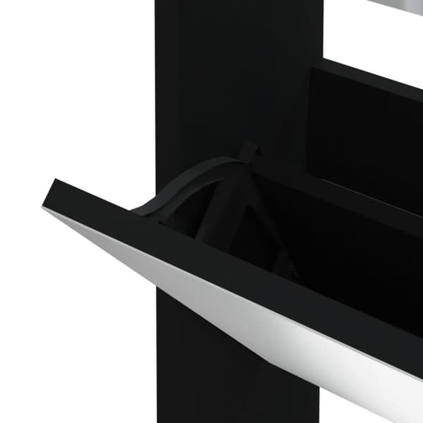 skoskab med spejl 3 hylder 63x17x102,5 cm sort