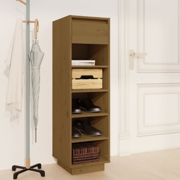 skoreol 30x34x105 cm massivt fyrretræ gyldenbrun