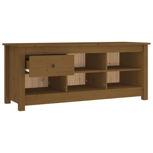 skoreol 110x34x45 cm massivt fyrretræ gyldenbrun