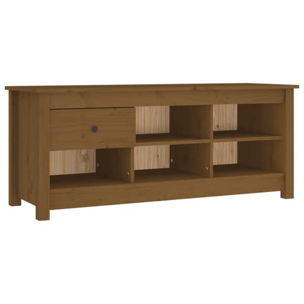skoreol 110x34x45 cm massivt fyrretræ gyldenbrun