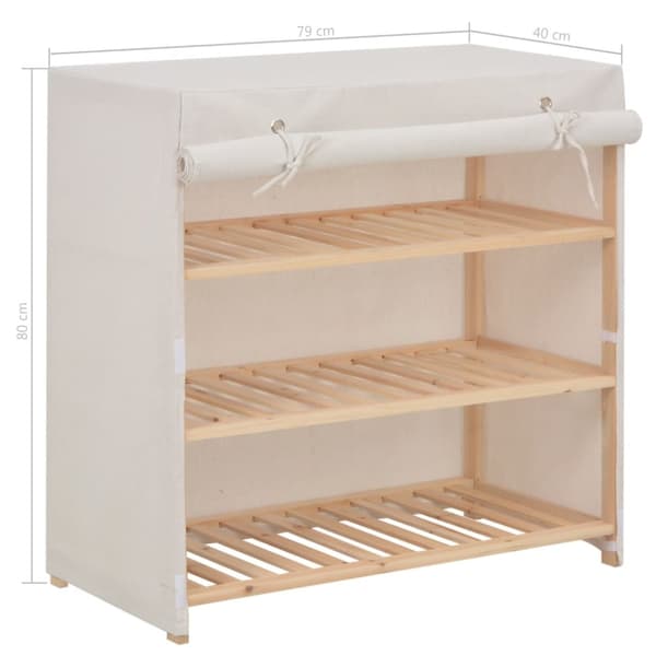 skoskab med overtræk 79 x 40 x 80 cm stof hvid