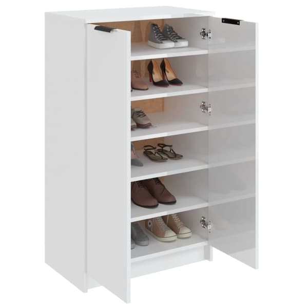 skoskab 59x35x100 cm konstrueret træ hvid højglans