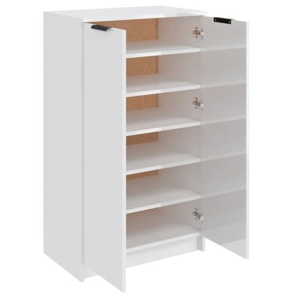skoskab 59x35x100 cm konstrueret træ hvid højglans