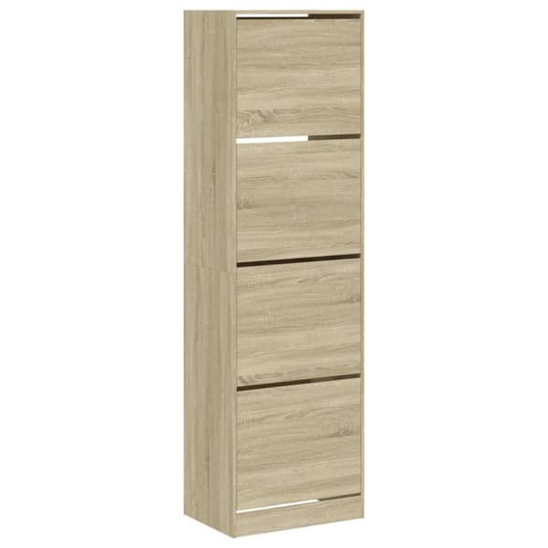skoskab med 4 vippeskuffer 60x42x204 cm sonoma-eg