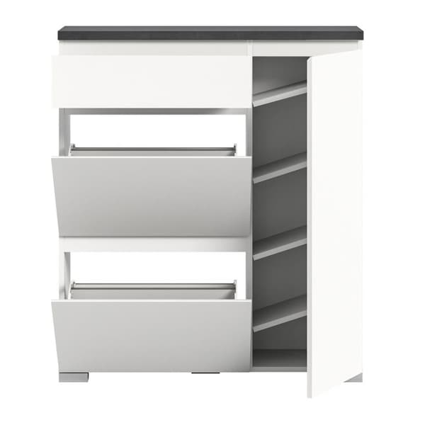 Shoelove skoskab 1 låge, 2 klaplåger, 1 skuffe 95x109cm hvid,grå.