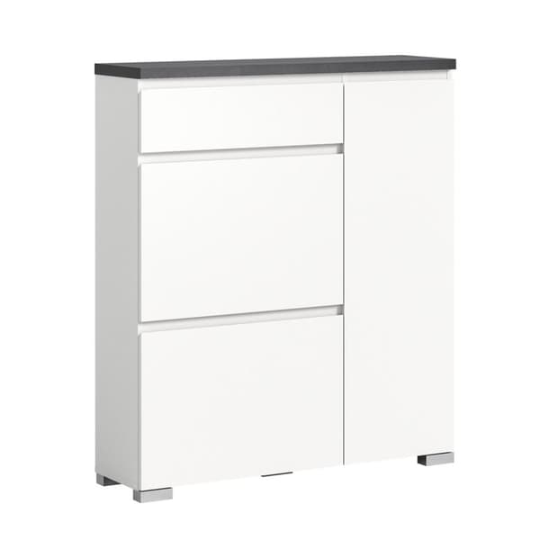 Shoelove skoskab 1 låge, 2 klaplåger, 1 skuffe 95x109cm hvid,grå.