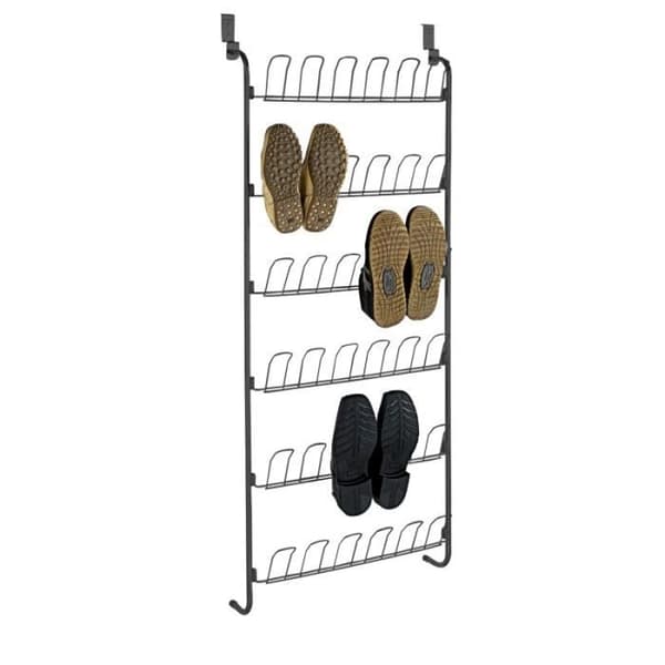 Sko- och entrémöbler - Wenko - Skoställ för dörr - 18 par - Svart - L 59 x H 151 x D 14 cm