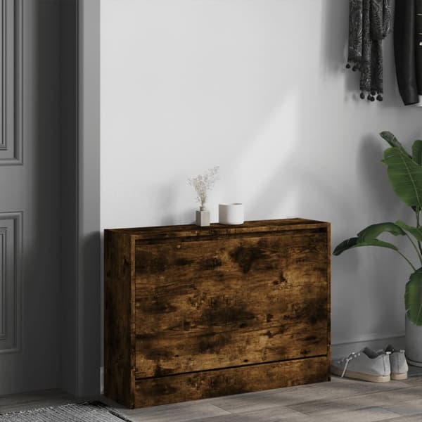 Skohylla rökfärgad ek 80x21x57 cm konstruerat trä
