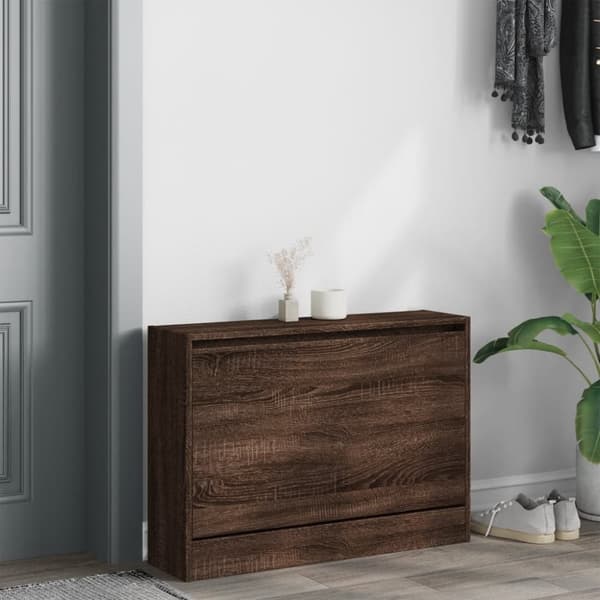 skoreol 80x21x57 cm konstrueret træ brun egetræsfarvet