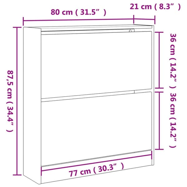 Skohylla rökfärgad ek 80x21x87,5 cm konstruerat trä