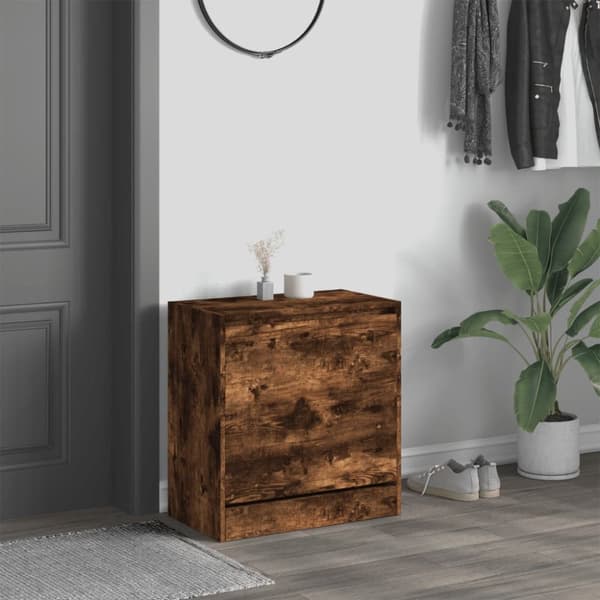 skoreol 60x34x63,5 cm konstrueret træ røget egetræsfarve