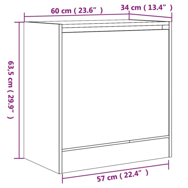 skoreol 60x34x63,5 cm konstrueret træ røget egetræsfarve
