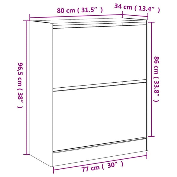 skoreol 80x34x96,5 cm konstrueret træ sonoma-eg