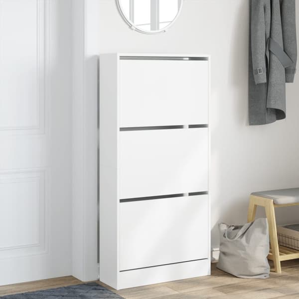skoreol 60x21x125,5 cm konstrueret træ hvid
