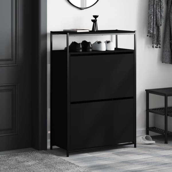 Kenkäkaappi musta 75x34x112 cm tekninen puu