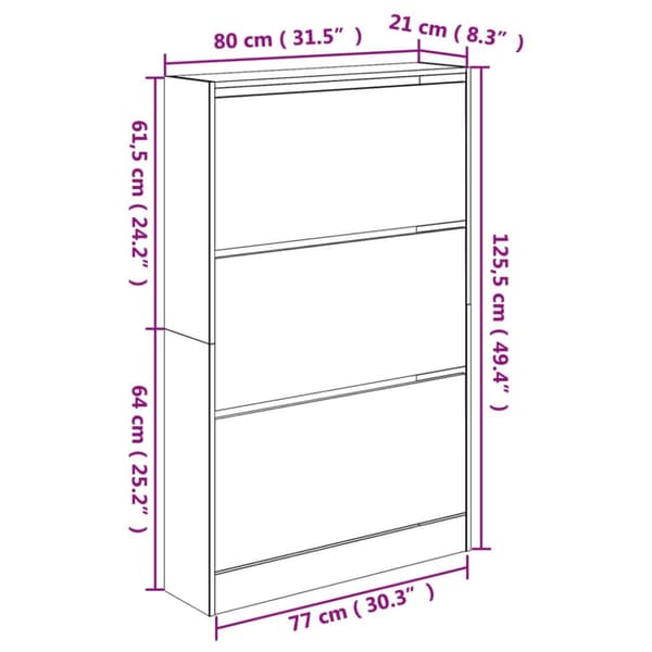 skoreol 80x21x125,5 cm konstrueret træ betongrå