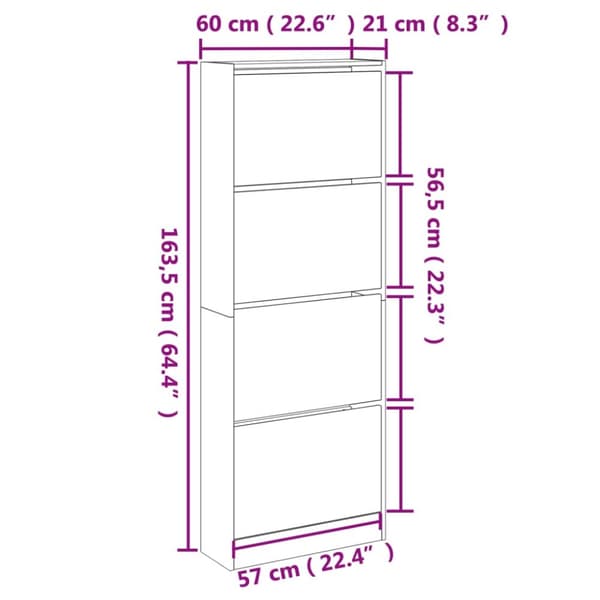 skoreol 60x21x163,5 cm konstrueret træ sort