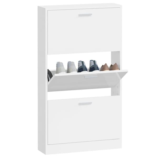 skoreol 59x17x108 cm konstrueret træ hvid højglans