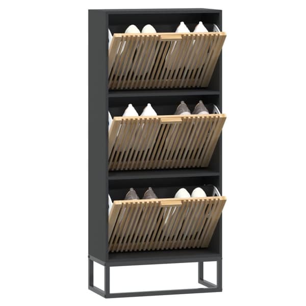 skoskab 52x25x120 cm konstrueret træ sort
