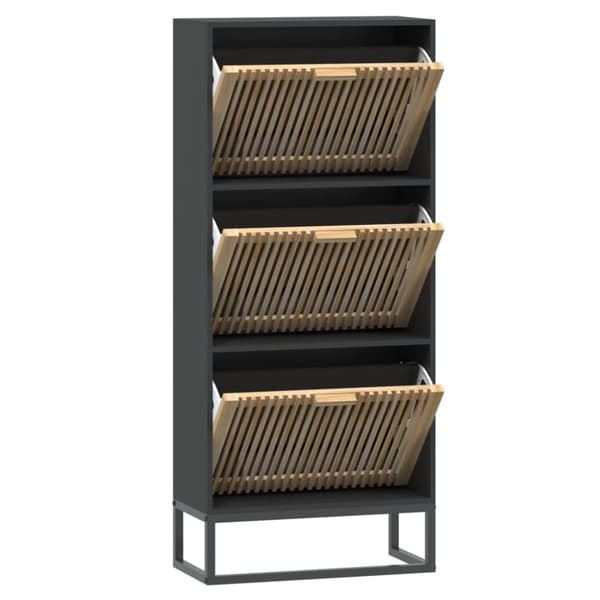 skoskab 52x25x120 cm konstrueret træ sort