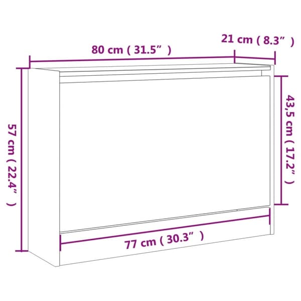 Kenkäkaappi harmaa Sonoma 80x21x57 cm tekninen puu