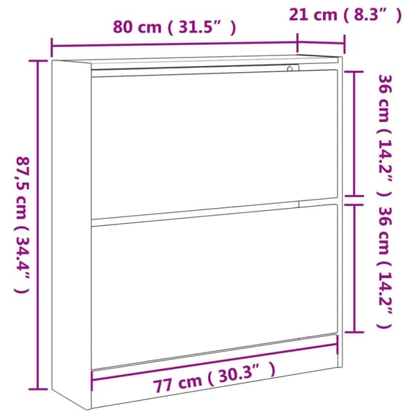 skoreol 80x21x87,5 cm konstrueret træ grå sonoma-eg