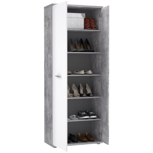 MISCA skoskåp - Modern betongeffekt och matt vit stil - L 69 cm
