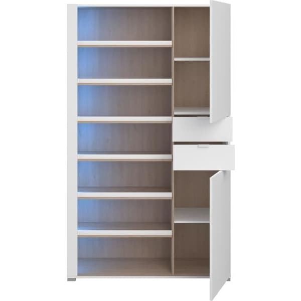 SKOR skoskåp - Ek och Steam Svart dekor - 2 luckor + 1 låda - L 110 x H 186 x D 33 cm - 20 par - PARISOT