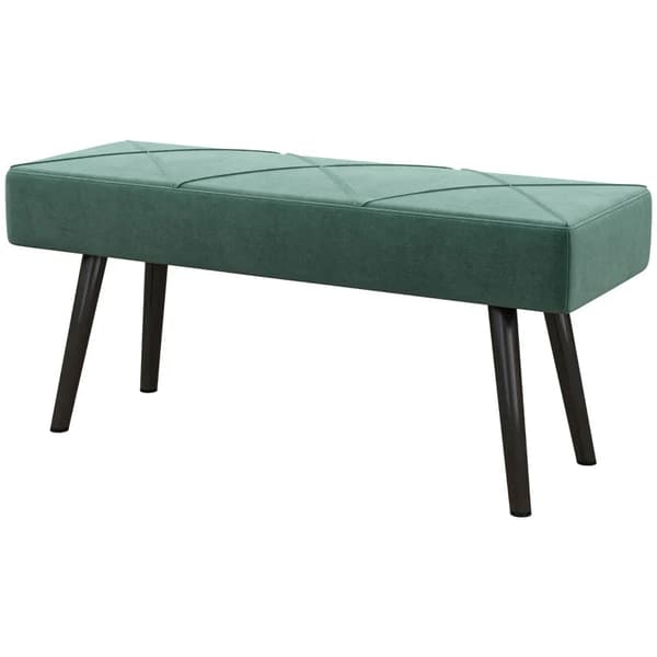Rootz-kenkäpenkki - Pehmustettu penkki - Penkkisänky - Ikkunalaudoitus - Sametti - Vaahtoteräs - Vihreä - 100L x 36W x 45K cm