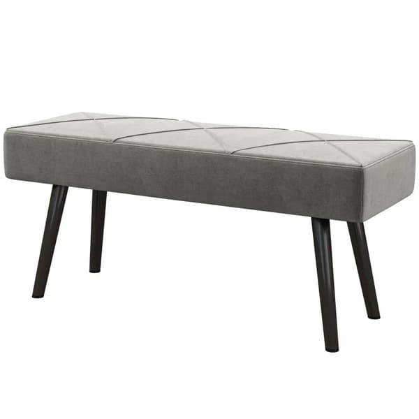 Rootz Skobænk - Bænk polstret - Bænk Sengebænk - Vindueskarm - Fløjl - Skumstål - Grå - 100 X 36 X 45 Cm
