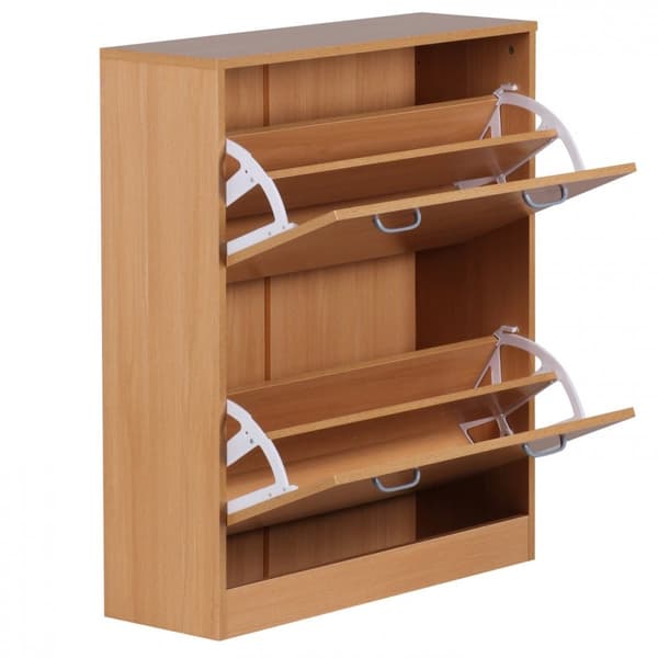 Rootz Modern Skohylde - Skobeholder - Opbevaringsskab - Klare linjer - Rummelige rum - Bøg farve - 75 cm x 87 cm x 24 cm