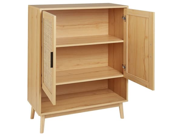 Skänk med 2 Rottingdörrar Ljust trä Konstruerat Trä med Hylla Boho-stil Sideboard Hall Vardagsrum Sovrum