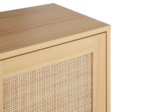 Skænk Rattan 2 Låger Lyst Træ Fremstillet Træ med Rattan Front Skuffer Boho Stil